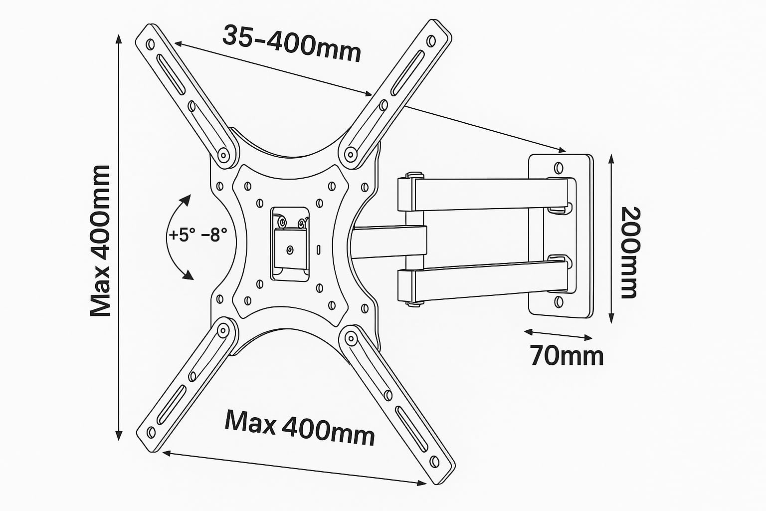 Full Motion TV Wall Mount for 26-55 inch TVs, up to 99lbs and VESA 400x400mm, Wall Mount TV Bracket with Articulating Swivel Extension Tilting Levelling for LED LCD OLED 4K Flat Curved Screen