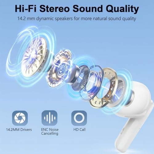 Wireless Earbuds, Bluetooth 6.0, Wireless Headphones, LED Digital Battery Display, IPX7 Waterproof in Ear Headphones, 56-Hour Playtime, 200 Hr Standby,Type-C Charging, Smart Touch Controls.
