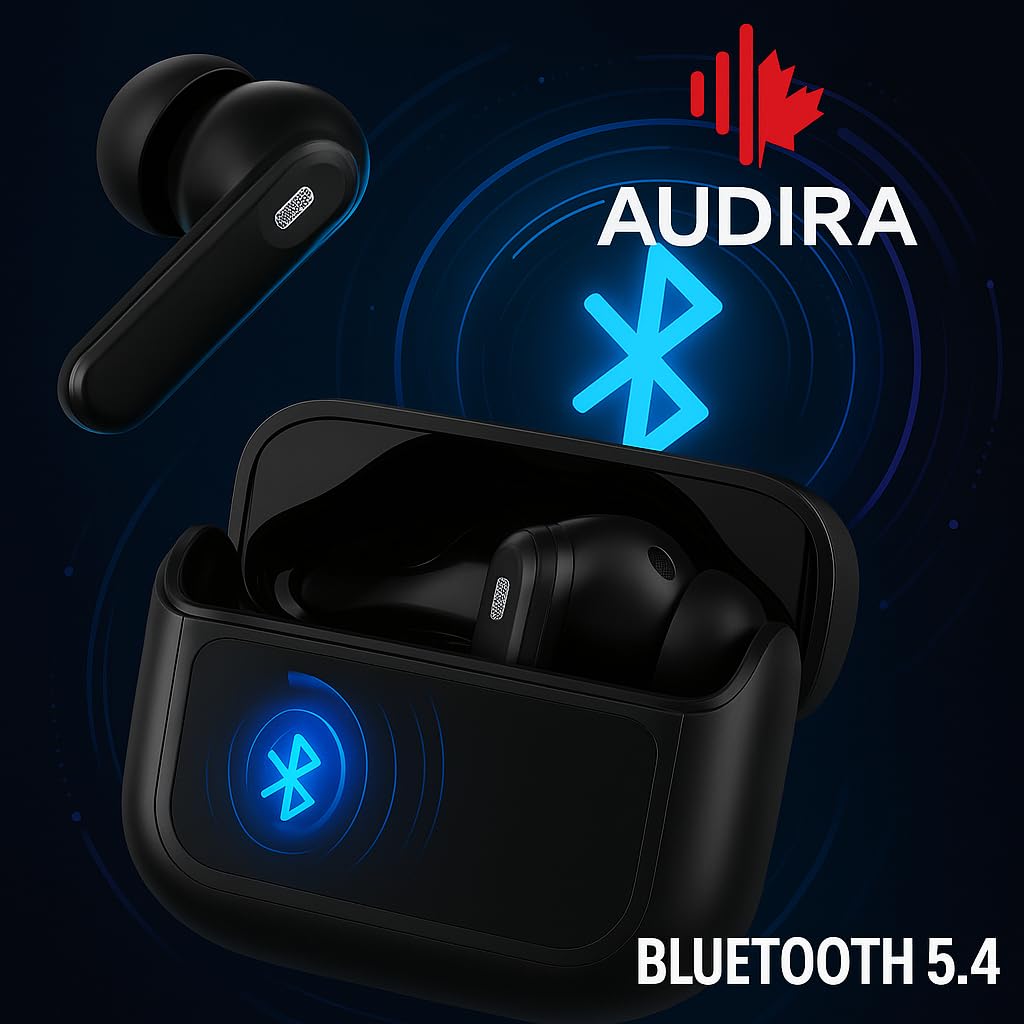 Audira ANC/ENC LED Full-Color Touch Screen Wireless Earbuds, Bluetooth 5.4, 32Ω Impedance, 20Hz-20KHz Response, 38dB Sensitivity