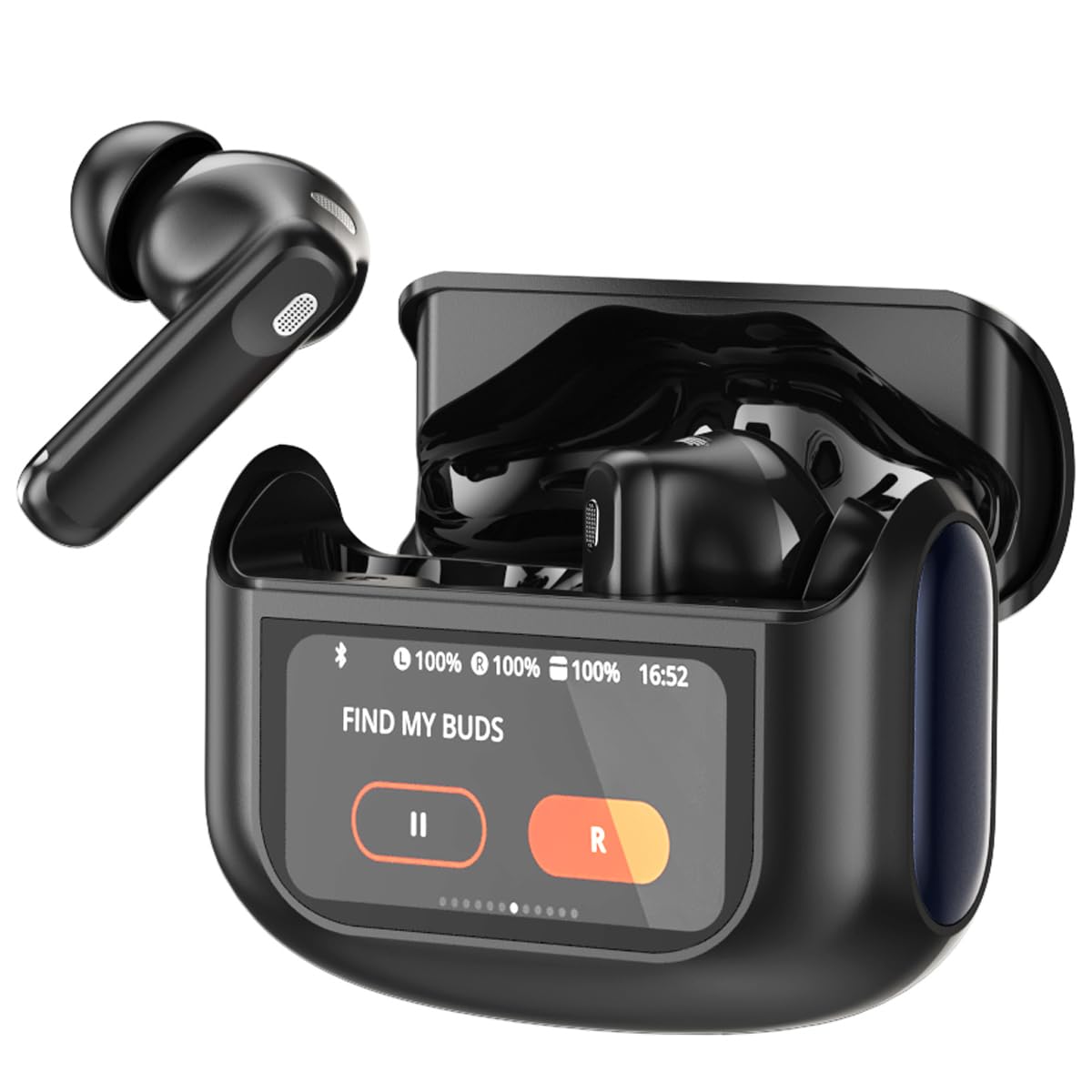 Audira ANC/ENC LED Full-Color Touch Screen Wireless Earbuds, Bluetooth 5.4, 32Ω Impedance, 20Hz-20KHz Response, 38dB Sensitivity