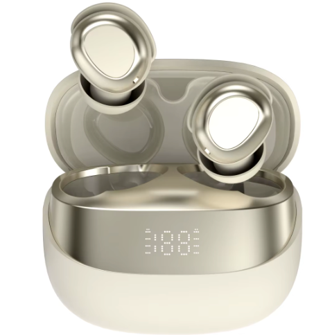 AUDIRA Wireless Bluetooth Sleep Earbuds, Bluetooth 5.4, in-Ear Headphones, IPX-4 Waterproof, Touch Control, 5-10 Hours Battery Life, Digital Display, Type-C Charging (Beige)